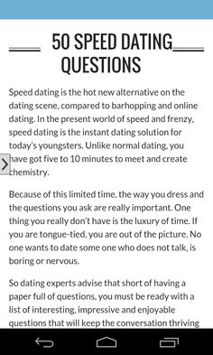 Questionnaire Speed Dating